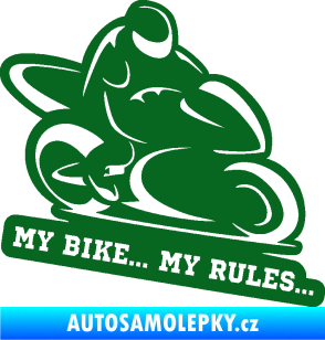 Samolepka Motorkář 012 pravá s textem tmavě zelená