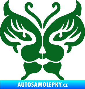 Samolepka Motýl 016 kočičí obličej tmavě zelená