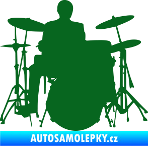 Samolepka Music 009 pravá hráč na bicí tmavě zelená