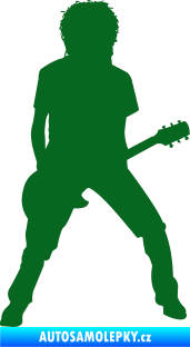 Samolepka Music 010 pravá rocker s kytarou tmavě zelená