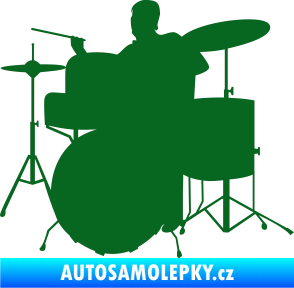 Samolepka Music 011 levá hráč na bicí tmavě zelená