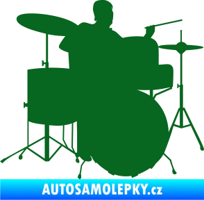 Samolepka Music 011 pravá hráč na bicí tmavě zelená