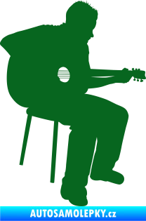 Samolepka Music 012 pravá  kytarista tmavě zelená
