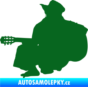 Samolepka Music 014 levá hráč na kytaru tmavě zelená