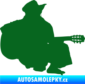 Samolepka Music 014 pravá hráč na kytaru tmavě zelená