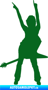 Samolepka Music 016 levá rockerka s kytarou tmavě zelená