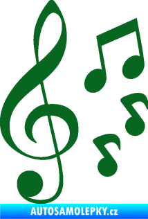 Samolepka Music noty a houslový klíč 002 tmavě zelená
