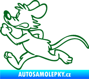 Samolepka Myš 001 levá sprintuje tmavě zelená
