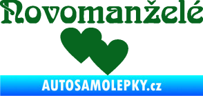 Samolepka Novomanželé 001 nápis se srdíčky tmavě zelená