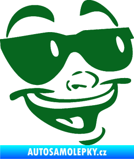 Samolepka Obličej 005 pravá veselý s brýlemi tmavě zelená