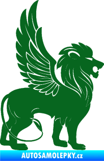 Samolepka Okřídlený lev 001 pravá mytické zvíře tmavě zelená