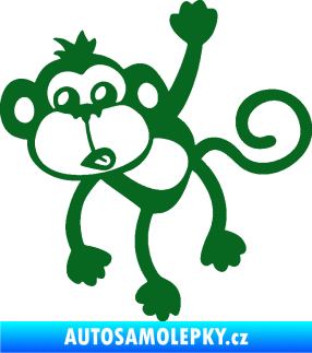 Samolepka Opice 005 levá visí za ruku tmavě zelená