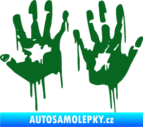 Samolepka Otisk rukou 001 levá krvavý tmavě zelená