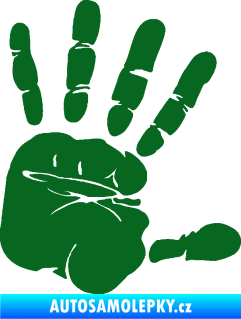 Samolepka Otisk ruky pravá tmavě zelená