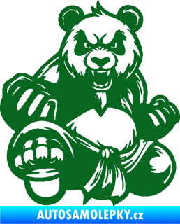 Samolepka Panda 012 levá Kung Fu bojovník tmavě zelená