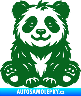 Samolepka Panda 013 pravá spokojená tmavě zelená