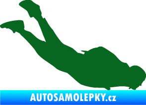 Samolepka Parašutista 003 pravá skok z letadla tmavě zelená