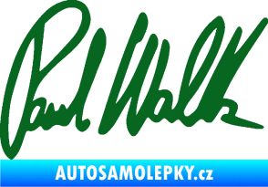 Samolepka Paul Walker 002 podpis tmavě zelená