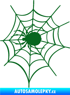 Samolepka Pavouk 016 levá s pavučinou tmavě zelená