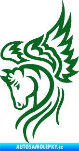 Samolepka Pegas 003 levá okřídlený kůň hlava tmavě zelená
