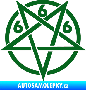 Samolepka Pentagram 666 tmavě zelená