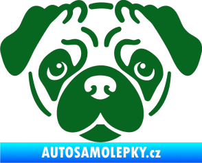 Samolepka Pes 067 Mopsík tmavě zelená