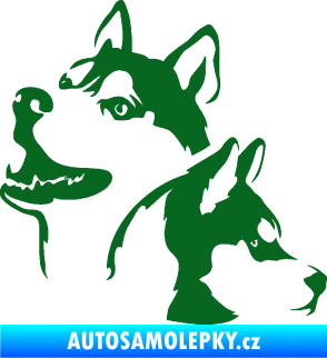 Samolepka Pes 117 levá husky tmavě zelená