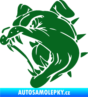Samolepka Pes 136 levá rozzuřený buldok tmavě zelená
