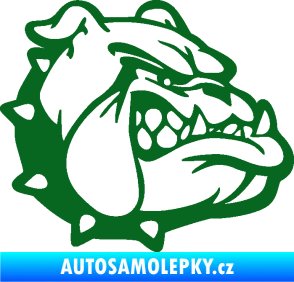 Samolepka Pes 174 pravá rozzuřený buldok tmavě zelená