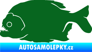 Samolepka Piraňa 001 levá dravá ryba tmavě zelená