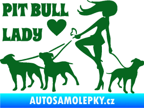 Samolepka Pit Bull lady levá tmavě zelená