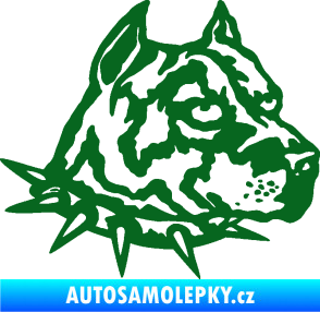 Samolepka Pitbull hlava 006 pravá tmavě zelená