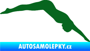 Samolepka Plavání 003  pravá skok do vody tmavě zelená