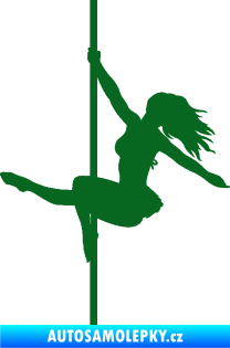 Samolepka Pole dance 001 levá tanec na tyči tmavě zelená