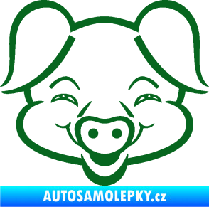 Samolepka Prase 003 veselý čuník tmavě zelená