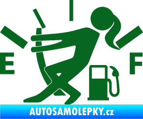 Samolepka Prázdná nádrž 002 palivoměr, varianta s ženou tmavě zelená