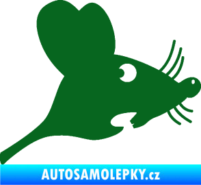 Samolepka Překvapená myš pravá tmavě zelená