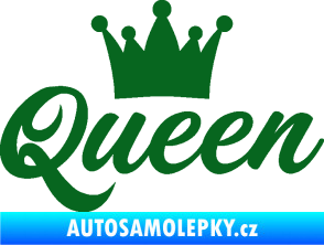 Samolepka Queen nápis s korunou tmavě zelená