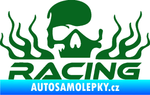 Samolepka Racing nápis s lebkou pravá tmavě zelená