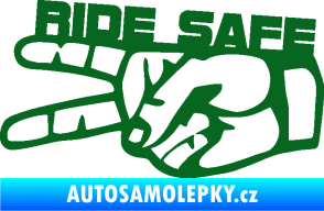 Samolepka Ride Safe nápis levá motorkář tmavě zelená