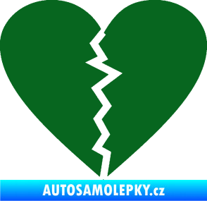Samolepka Rozbité srdce 001  tmavě zelená