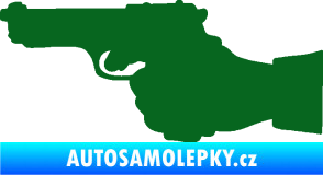 Samolepka Ruka s pistolí 001 levá ruce vzhůru tmavě zelená