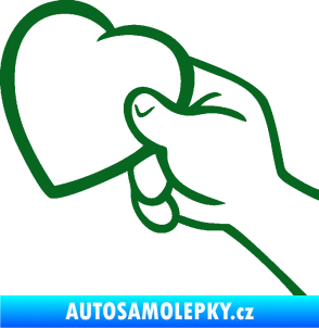 Samolepka Ruka se srdíčkem levá tmavě zelená