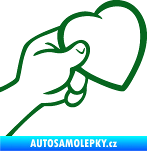 Samolepka Ruka se srdíčkem pravá tmavě zelená