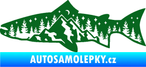 Samolepka Ryba 021 levá noční rybaření tmavě zelená