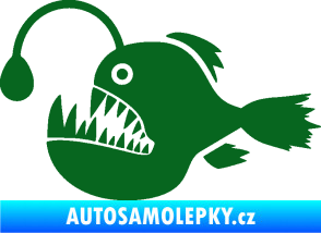 Samolepka Ryba 022 levá mořský ďas s lampičkou tmavě zelená