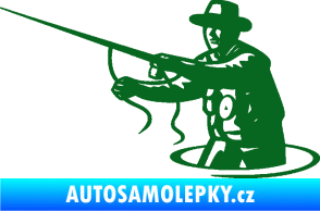 Samolepka Rybář 015 levá s udicí tmavě zelená