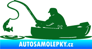 Samolepka Rybář 017 levá rybolov v lodičce tmavě zelená