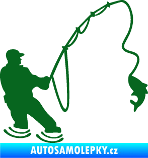 Samolepka Rybář 018 pravá tmavě zelená