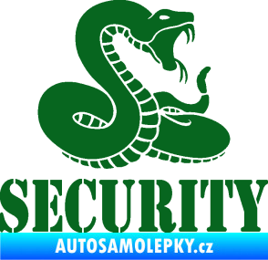 Samolepka Security hlídáno - pravá had tmavě zelená